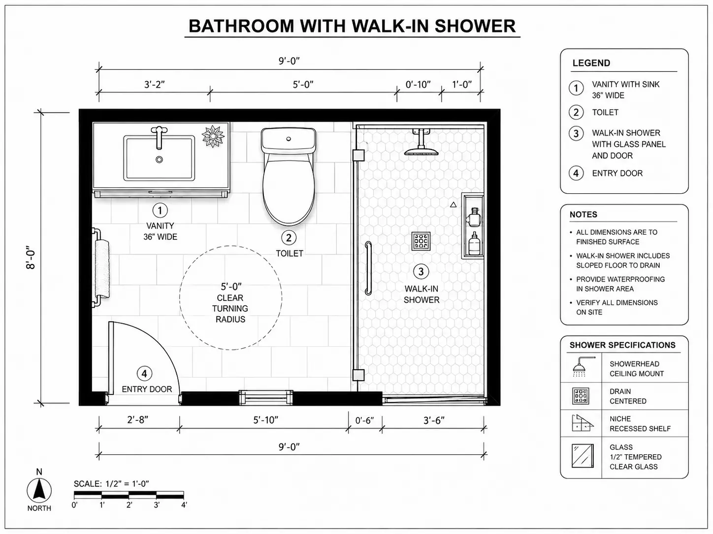 Bathroom with Walk-in Shower