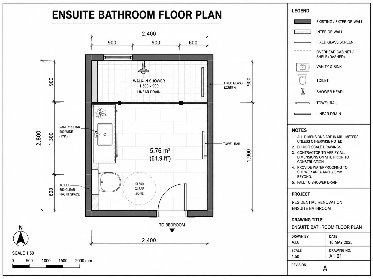 Ensuite Bathroom Floor Plan