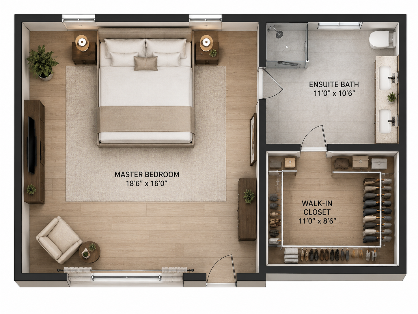 Master-Schlafzimmerlayout