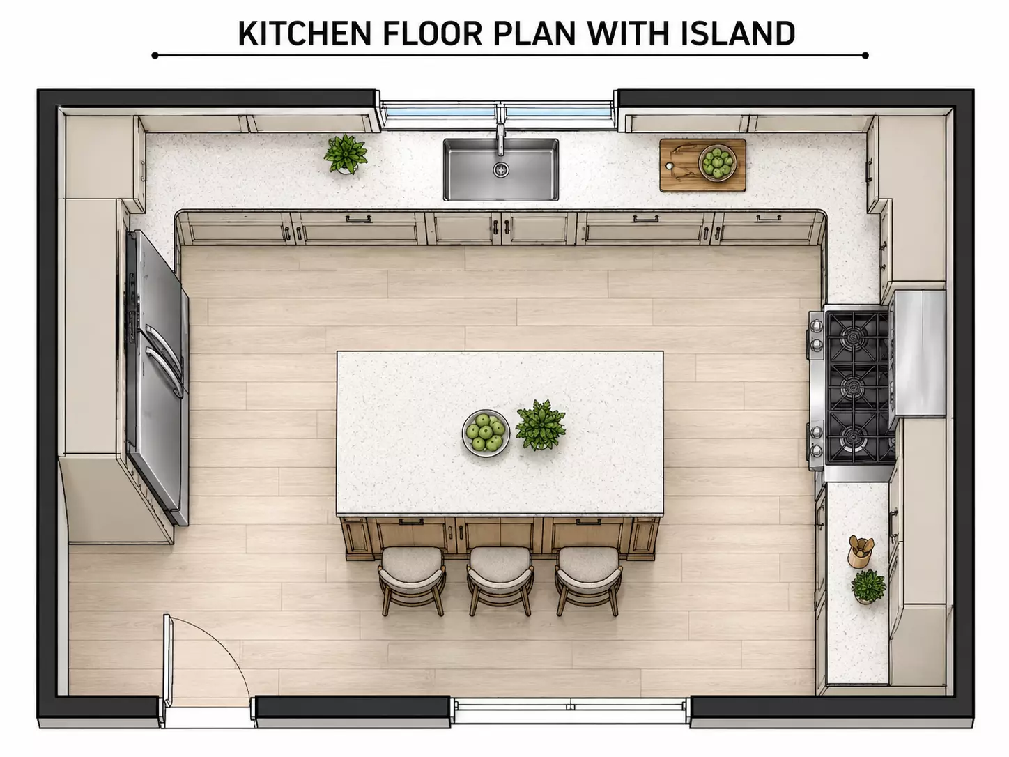 Kitchen Floor Plan with Island