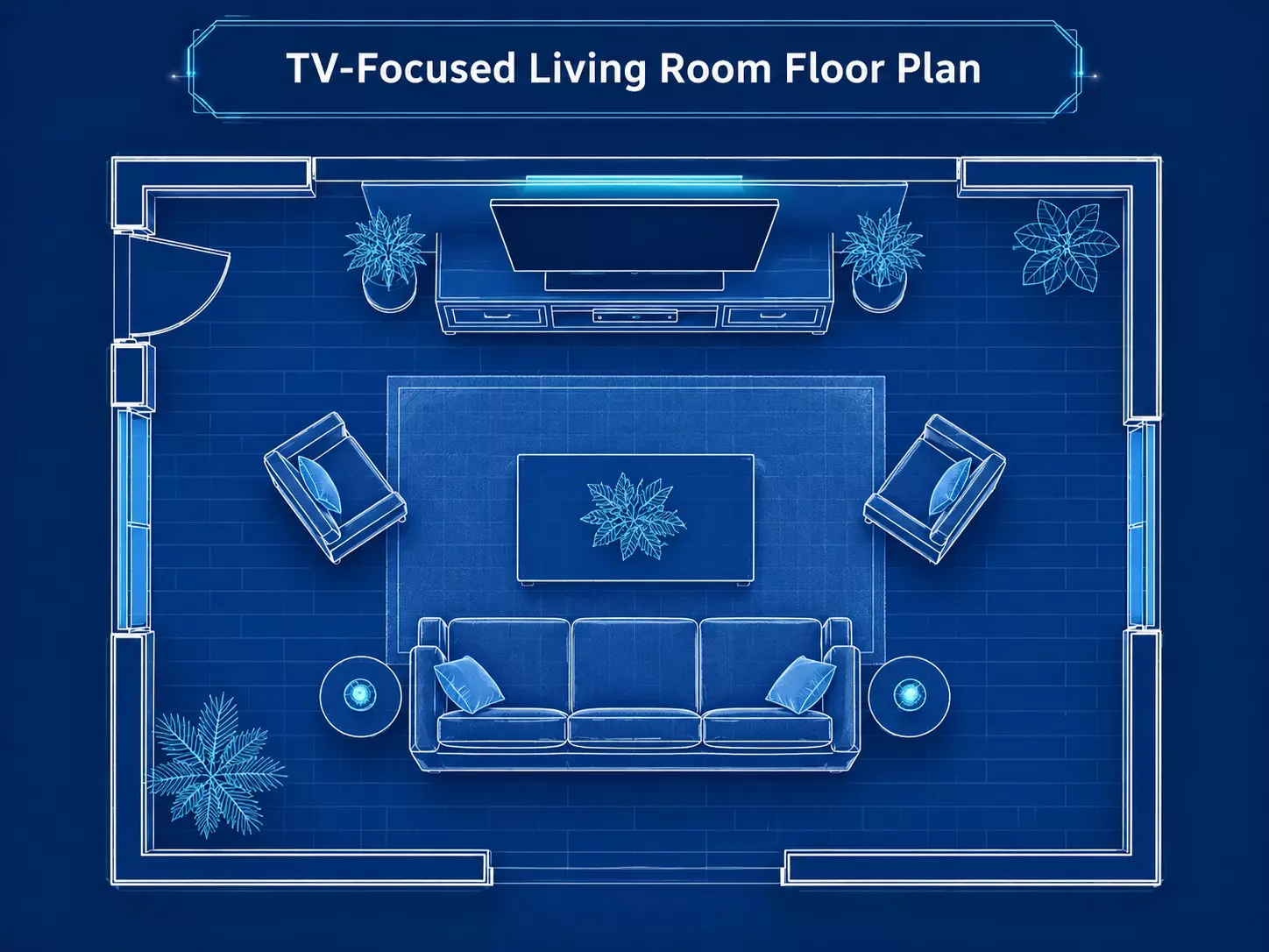 TV-Focused Living Room Floor Plan