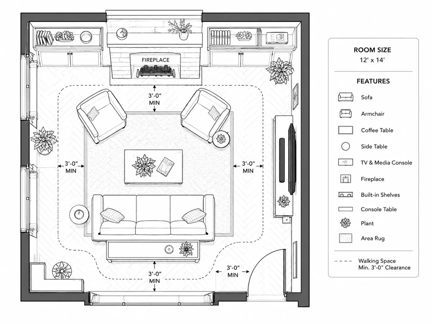 Small Living Room with Fireplace Layout