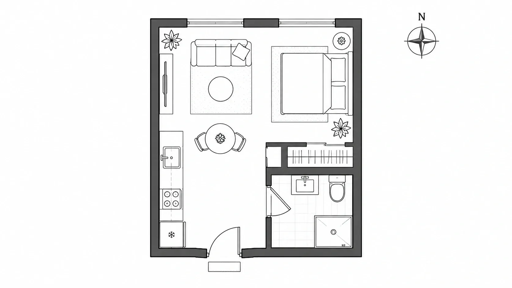 Créez votre plan de maison avec l’IA - Studio Apartment