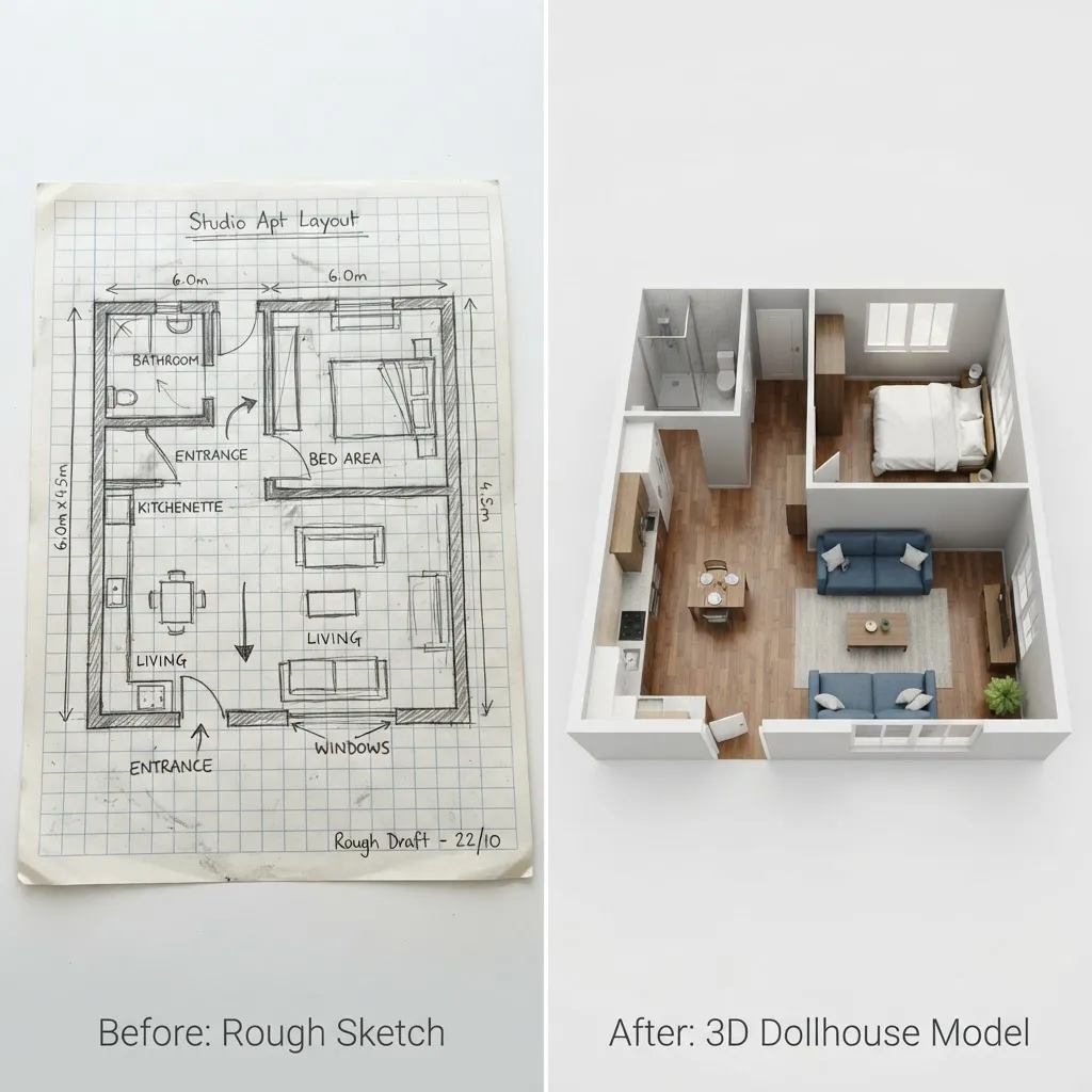 Papel cuadriculado a modelo 3D