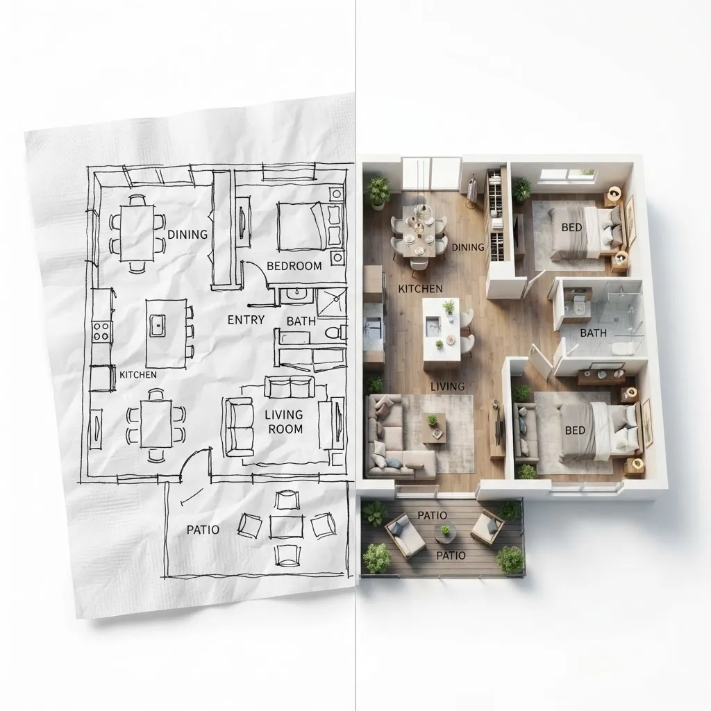 Idea en servilleta a render 3D